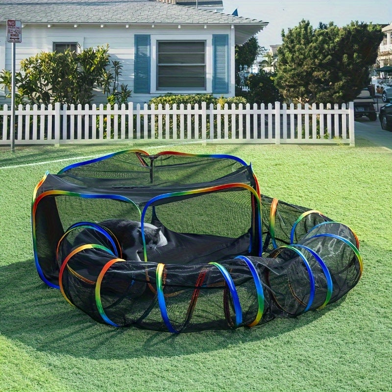 Outdoor Pet Playpen and Playground Indoor Outdoor Cabin Rainbow Portable Tent Round Play Tunnel