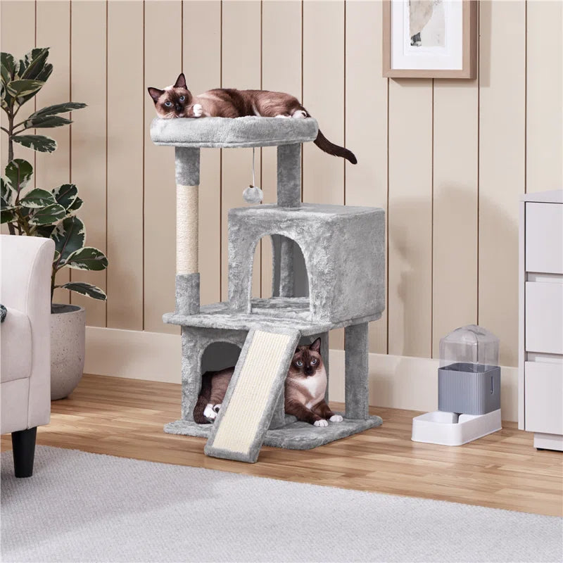 34″ H Multilevel Cat Tower with Double Condos