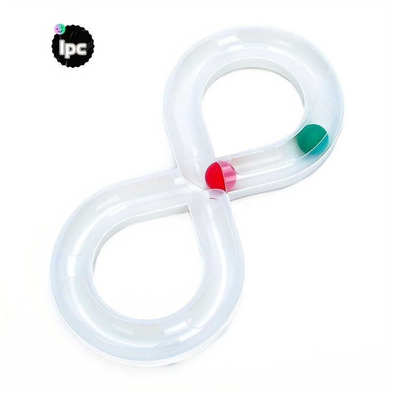 Interactive Cat Turntable Track Toy - Infinity Loop Design with Red Pill-like object