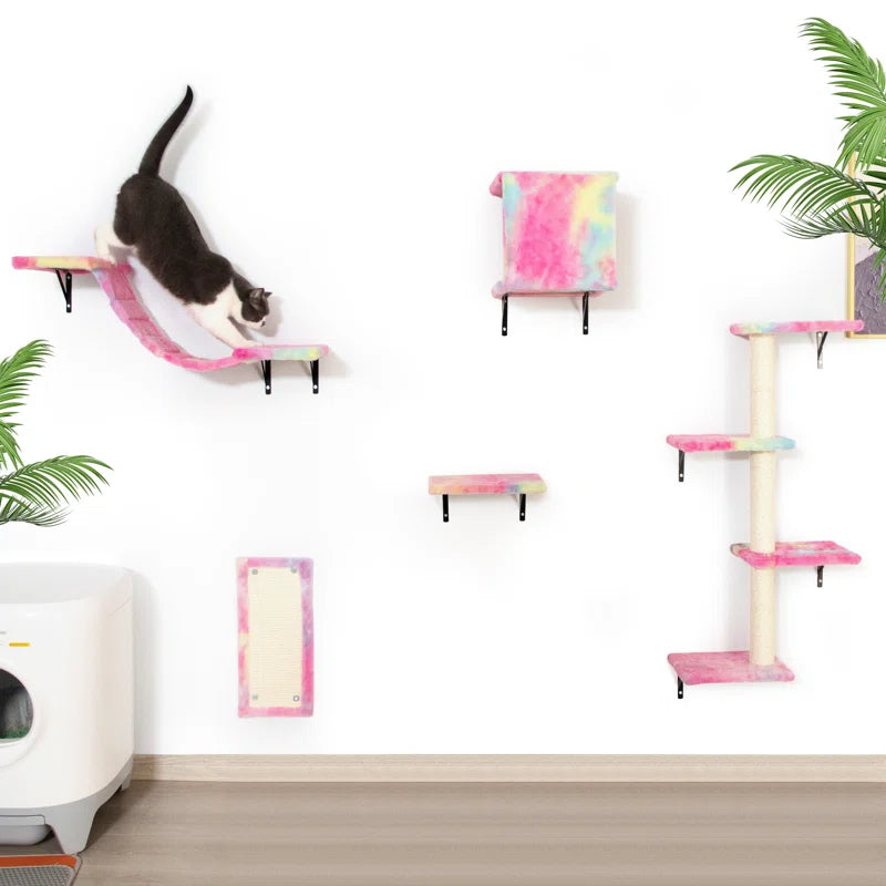 5Pcs Cat Wall Shelves Wall-Mounted Cat Climber Set