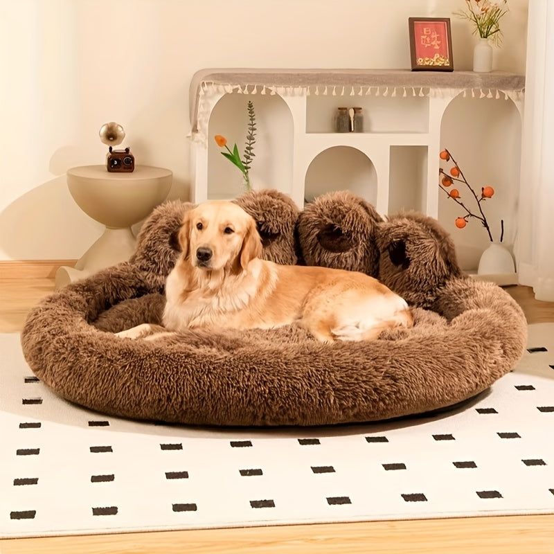 Cozy Plush Soft Faux Fur Cozy Plush Paw-Shaped Pet Bed 