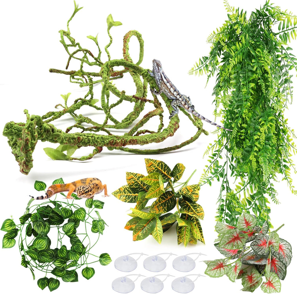 Terrarium Hanging Plant Vines Artificial Leaves Reptile Hide