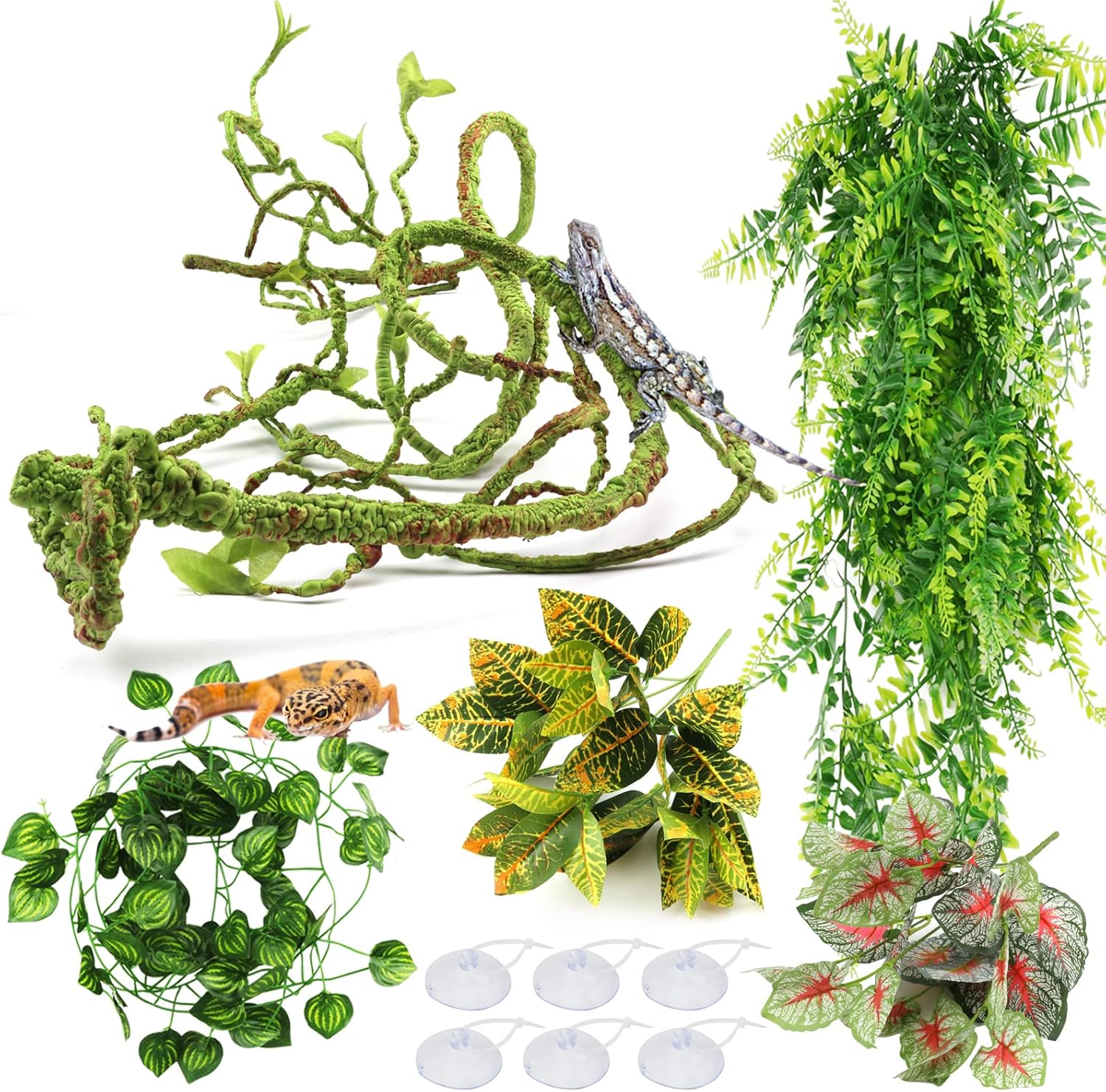 Terrarium Hanging Plant Vines Artificial Leaves Reptile Hide