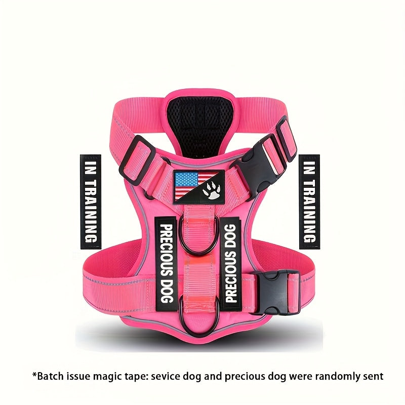 Service Dog Harness, Reflective Dog Vest Harness with 5pcs Patches, Adjustable Soft Oxford Pet Harness, Inner Layer Mesh