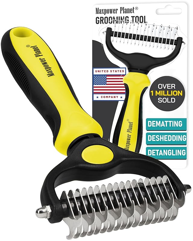 Planet Original Pet Grooming Rake - Double-Sided Deshedding Dematting Tool