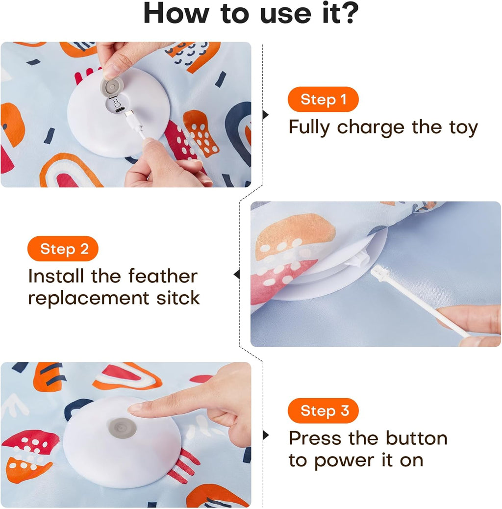 Hide and Seek Interactive Cat Toys Moving Concealed Wand Feather