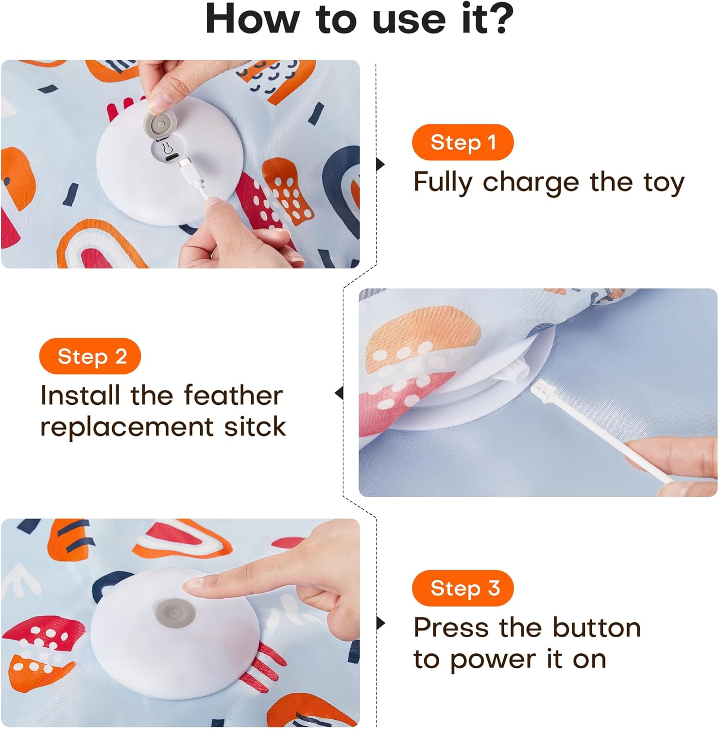 Hide and Seek Interactive Cat Toys Moving Concealed Wand Feather