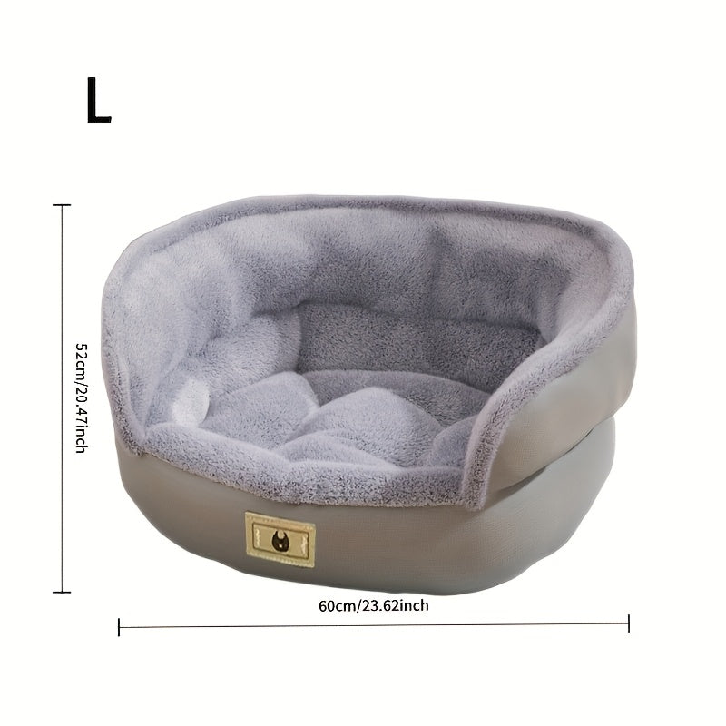 [24lbs Plush Dog Bed] Soft Plush Round Dog Bed with Non-Slip Bottom