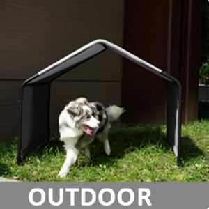 Dog Shade Shelter Outdoor Deep Grey Tent for Large Medium Dogs, 4'x4'x3' Outside Sun Rain Canopy Pet House for Cats Pigs Livestock with Waterproof Roof Ground Nails