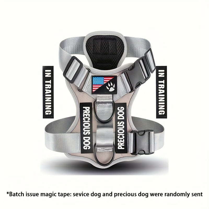 Service Dog Harness, Reflective Dog Vest Harness with 5pcs Patches, Adjustable Soft Oxford Pet Harness, Inner Layer Mesh