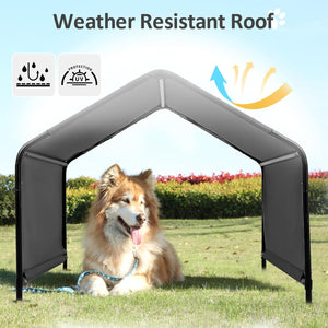 Dog Shade Shelter Outdoor Deep Grey Tent for Large Medium Dogs, 4'x4'x3' Outside Sun Rain Canopy Pet House for Cats Pigs Livestock with Waterproof Roof Ground Nails