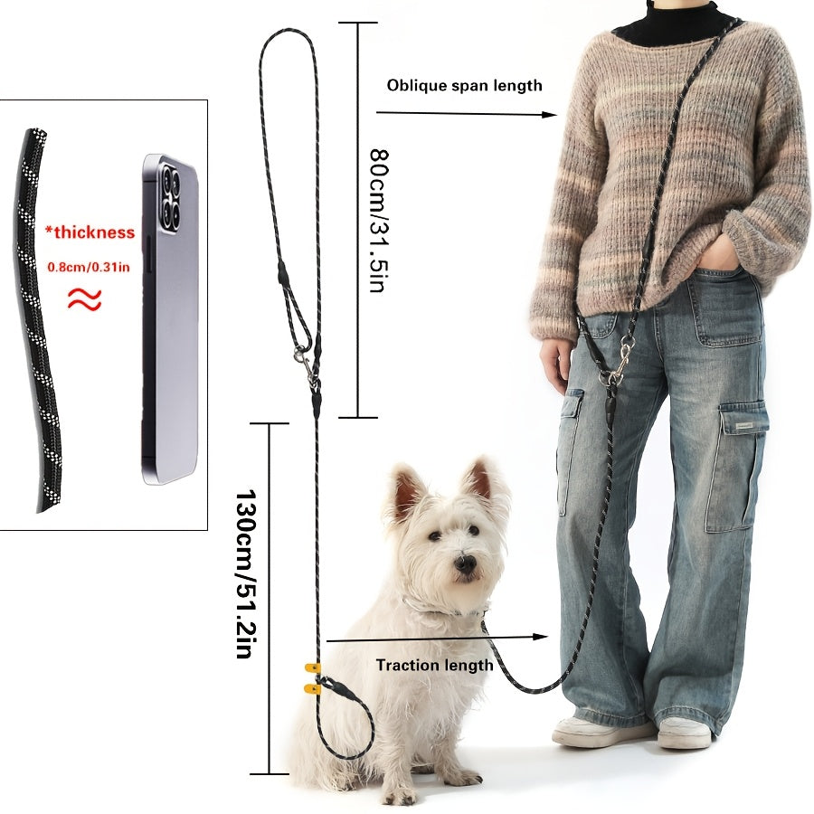 [Hands-Free] Versatile Hands-Free Dog Leash | Adjustable Crossbody Nylon Rope | Comfortable Grip Handle | Ideal for Running & Walking