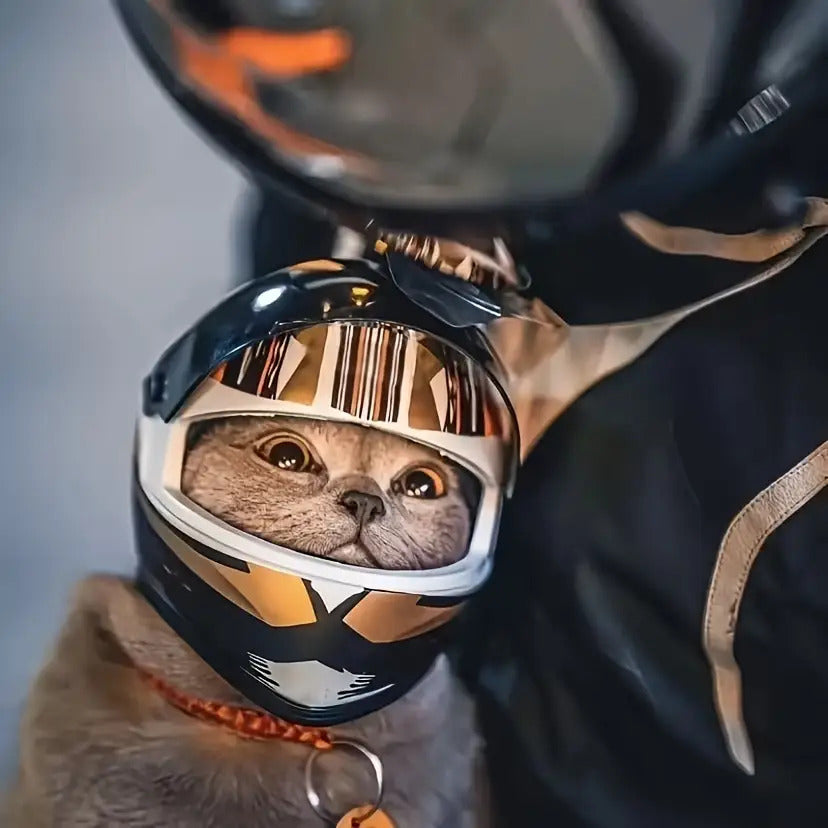 Motorcycle Kitten Helmet - Adjustable Straps