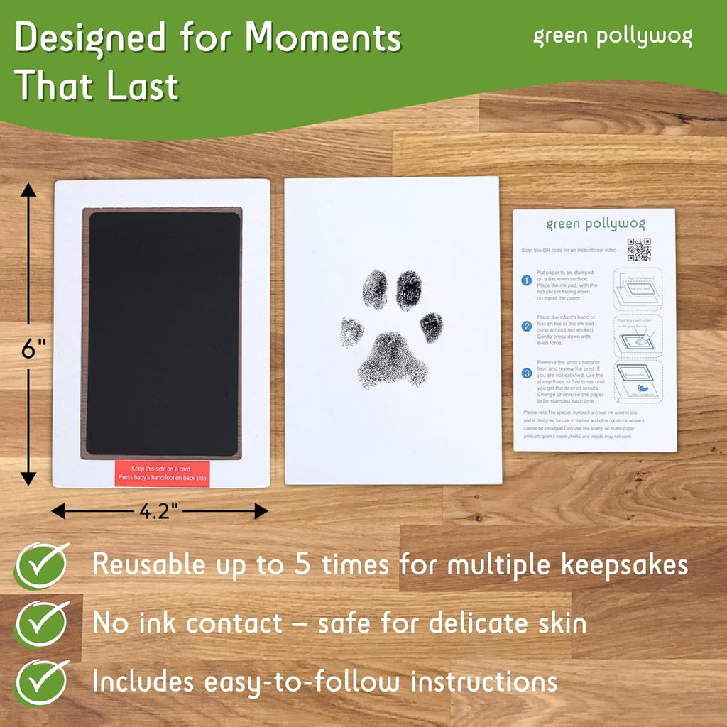 Green Pollywog Extra-Large Clean Touch Inkless Ink Pad Paw Print Stamp Kit |