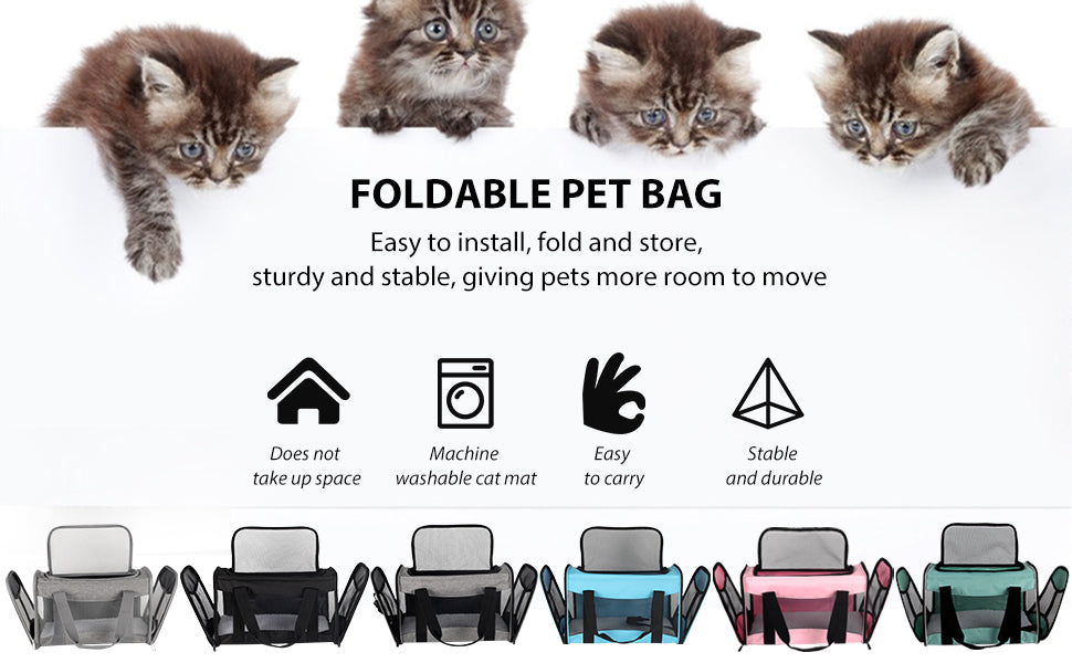Pet Travel Carrier  Soft-Sided Cat Bag Airline Approved