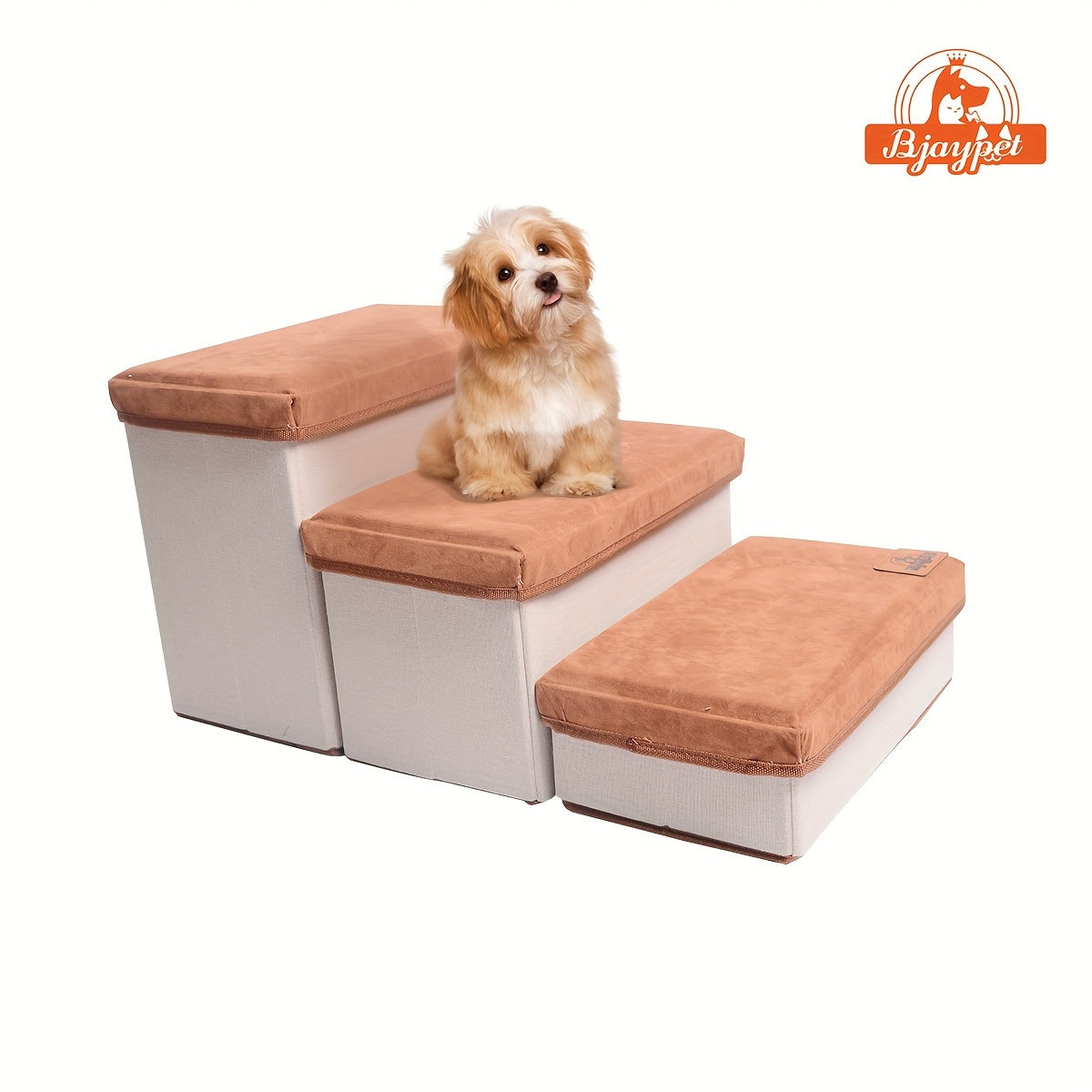 3-Step Foldable Pet Stairs with Storage