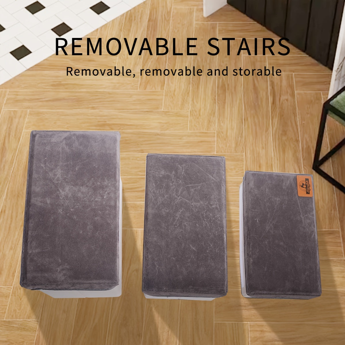 3-Step Foldable Pet Stairs with Storage