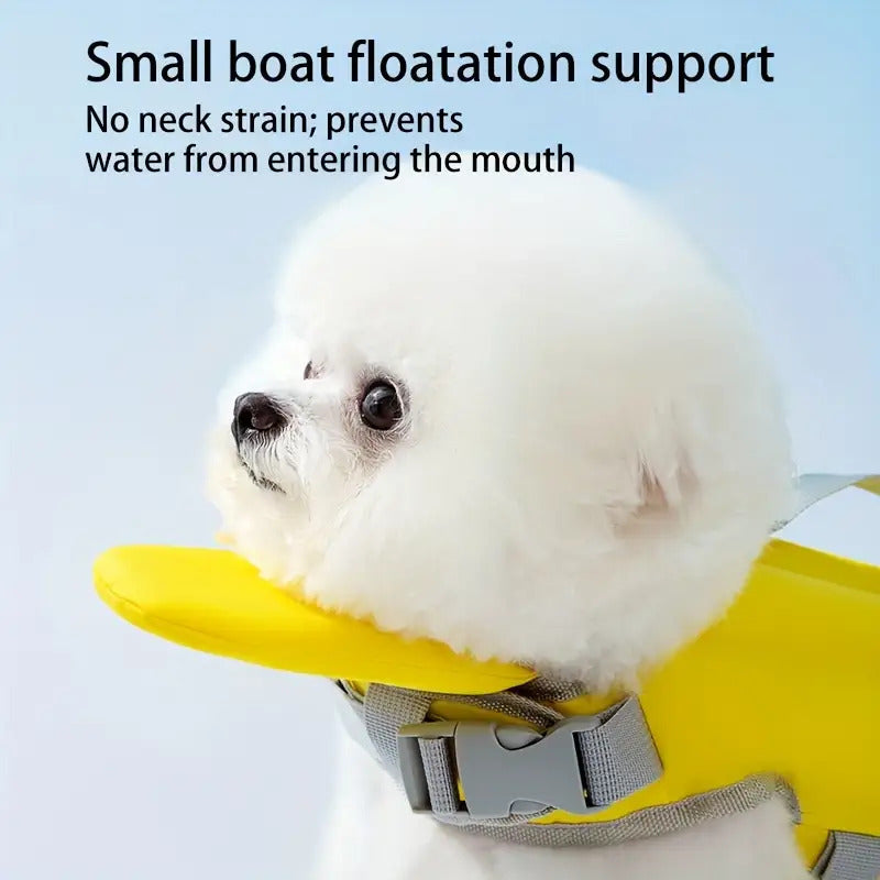 Bright Yellow Dog Life Jacket with Strong Pull Handle & D-Ring - Quick-Dry