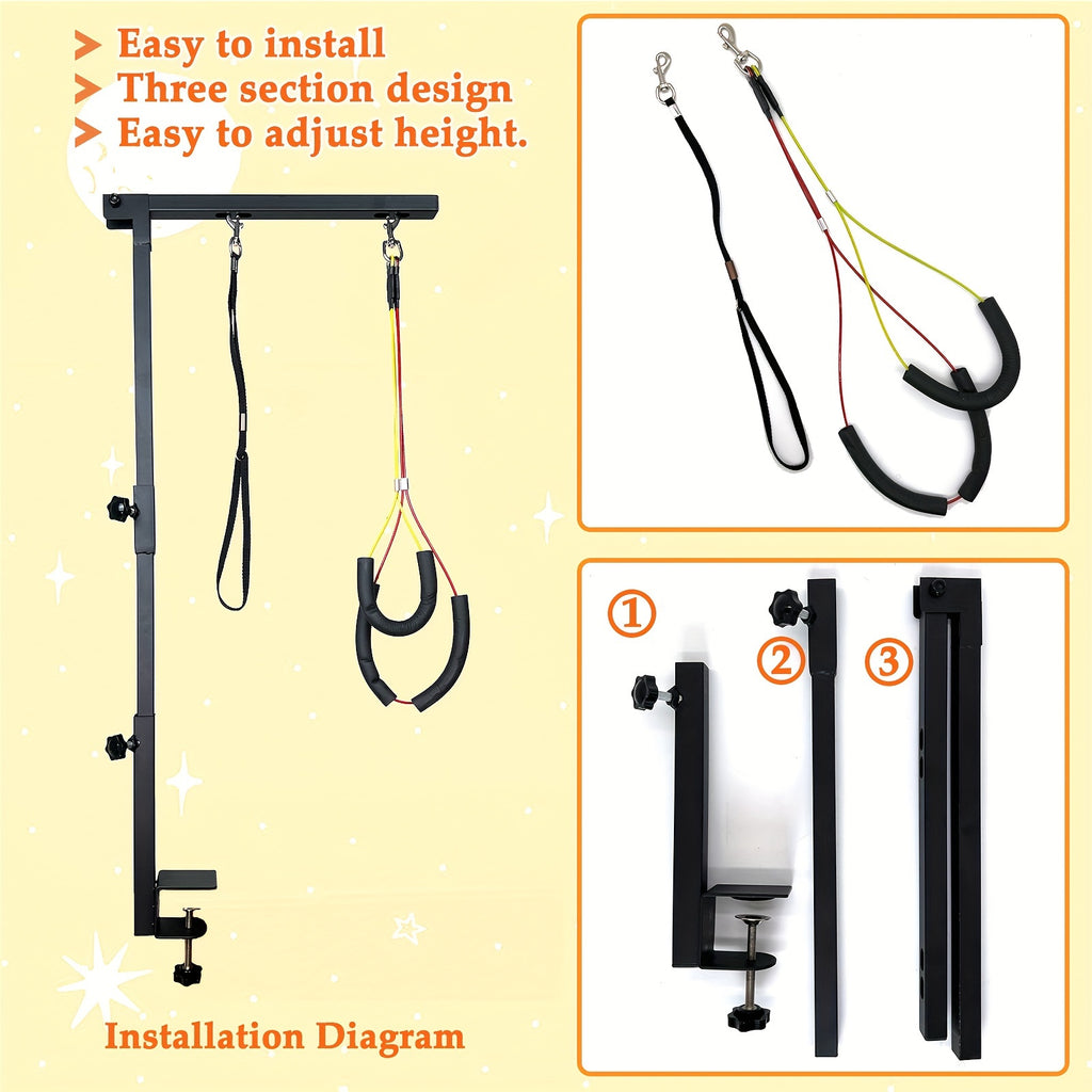 36" Adjustable Dog Grooming Arm - Sturdy Iron Three-Section Design
