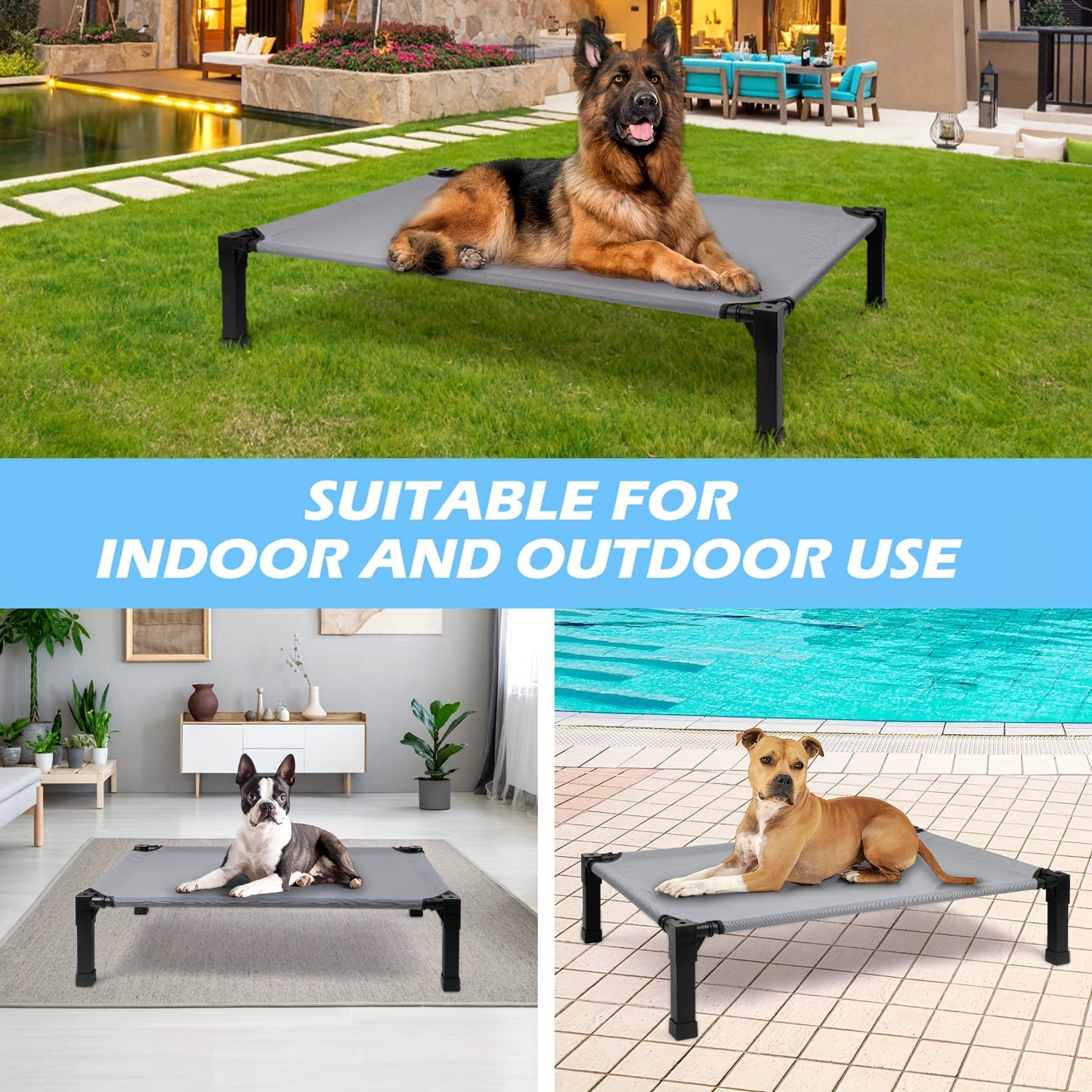 Cooling Elevated Dog Bed with Washable Breathable Mesh