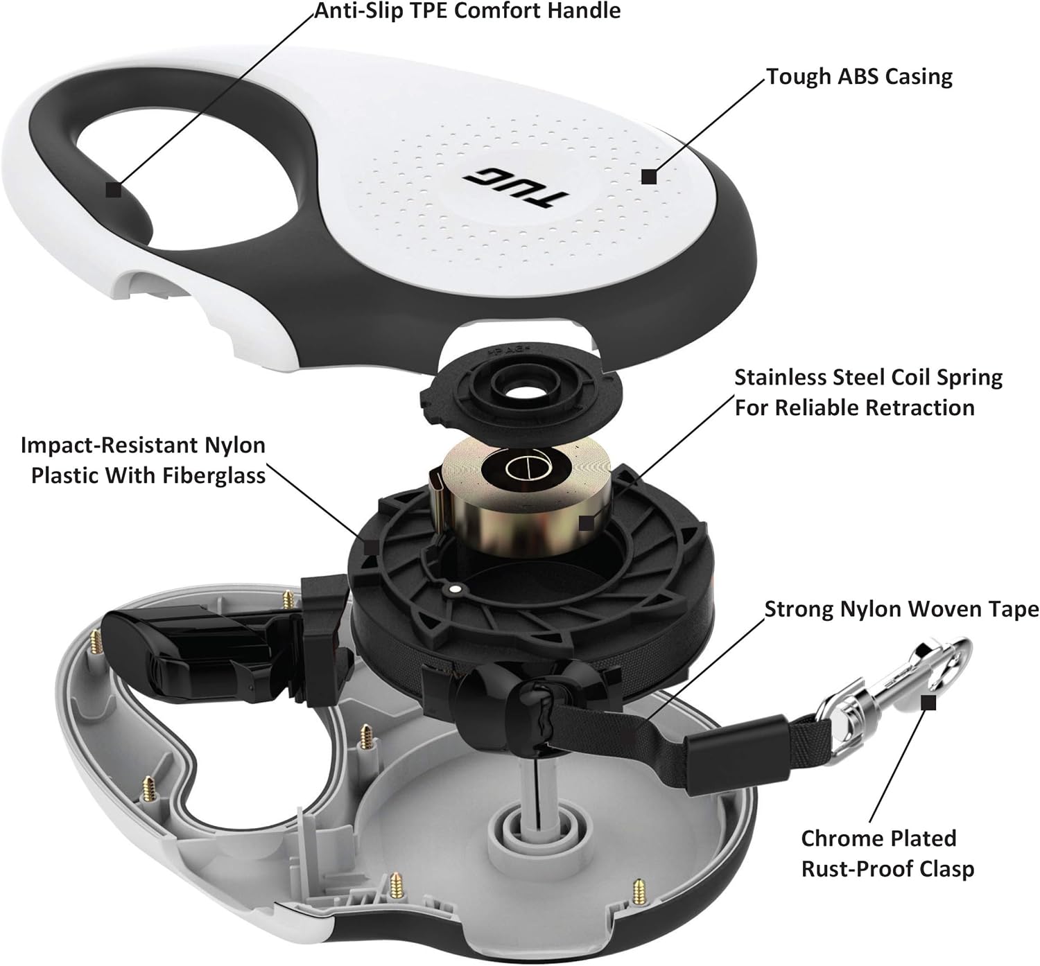 TUG 360° Tangle-Free Retractable Dog Leash