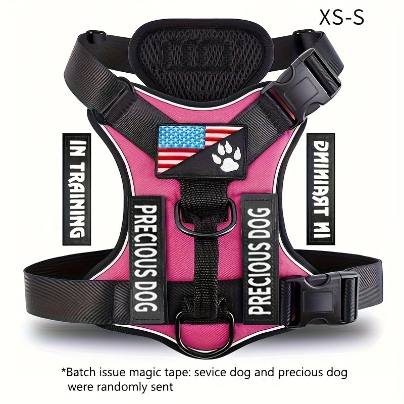 Service Dog Harness, Reflective Dog Vest Harness with 5pcs Patches, Adjustable Soft Oxford Pet Harness, Inner Layer Mesh