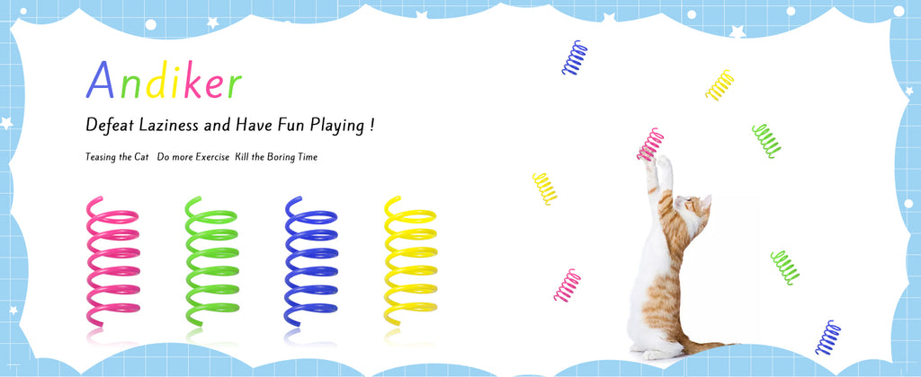 Andiker Cat Spiral Spring, 12 Pc Cat Creative Toy to Kill Time and Keep Fit Interactive Cat Toy Sturdy Heavy Plastic Spring Colorful Springs Cat Toy for Swatting, Biting, Hunting Kitten Toys