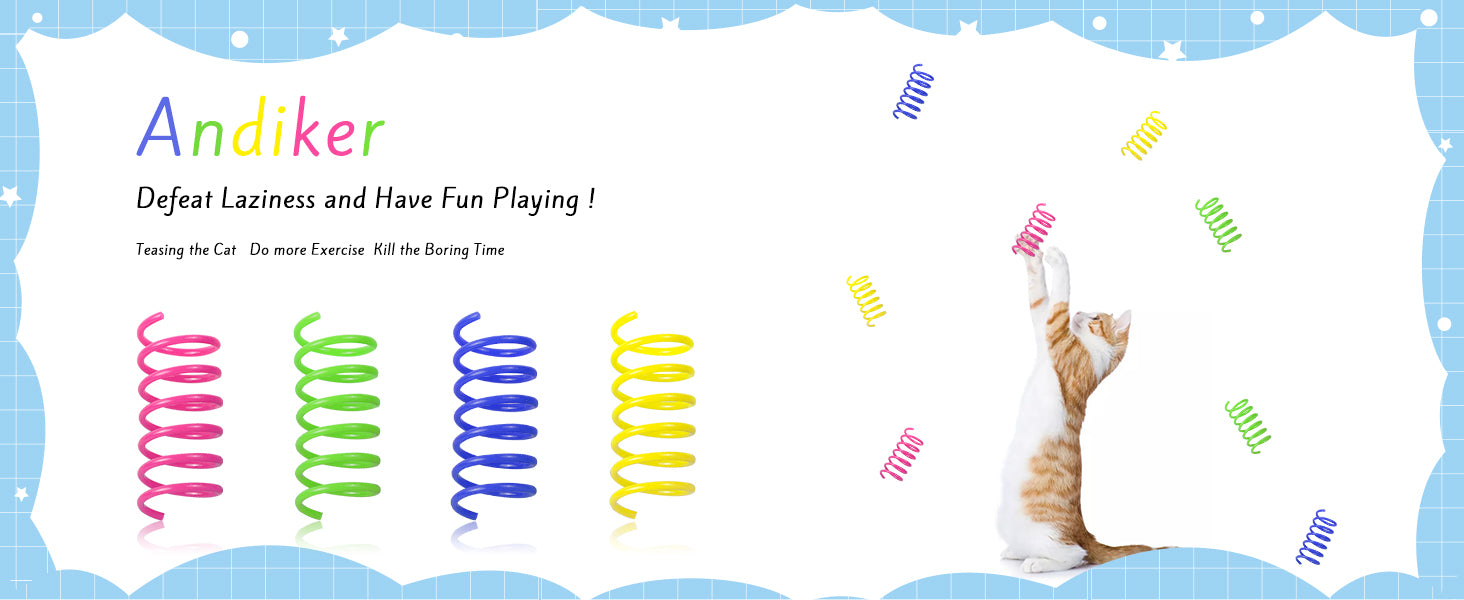 Andiker Cat Spiral Spring, 12 Pc Cat Creative Toy to Kill Time and Keep Fit Interactive Cat Toy Sturdy Heavy Plastic Spring Colorful Springs Cat Toy for Swatting, Biting, Hunting Kitten Toys