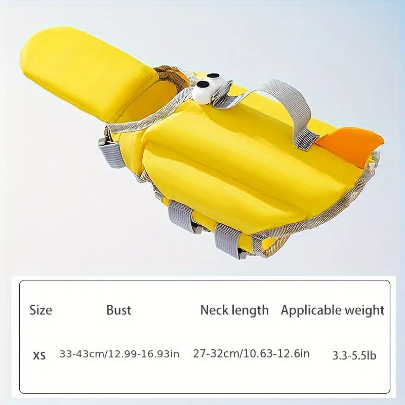 Bright Yellow Dog Life Jacket with Strong Pull Handle & D-Ring - Quick-Dry