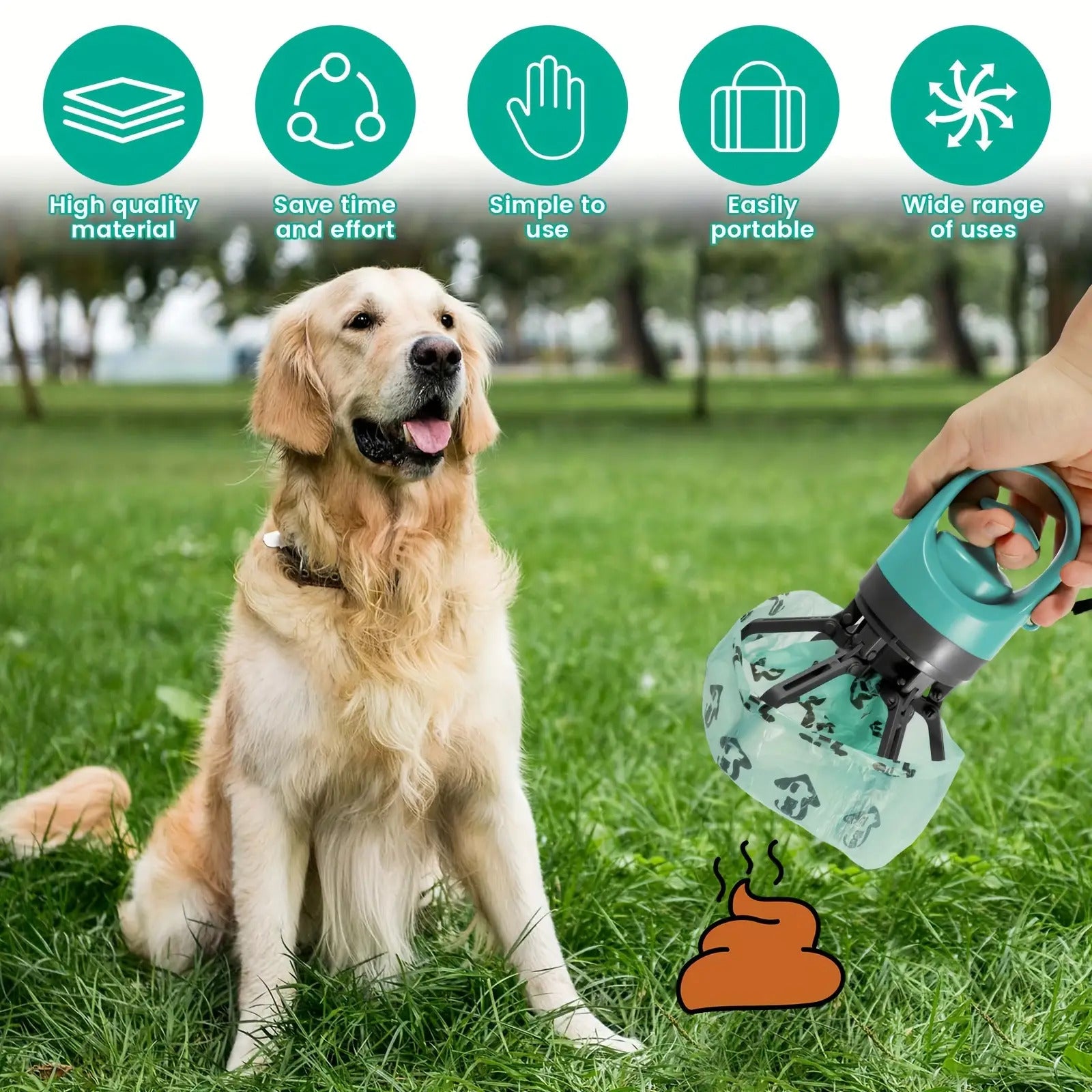 Portable Poop Scooper with Bags Teal Claw Design Portable Dog Poop Scooper with Bag Dispenser