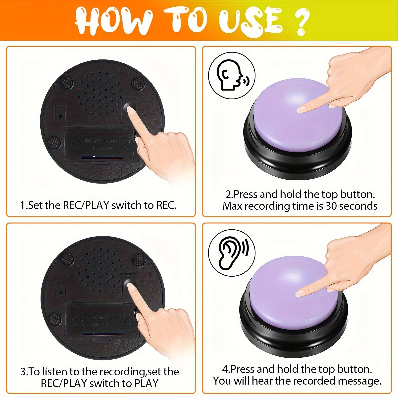 4/8/10pcs Dog Training Buttons with LED Lights Interactive Pet Communication Toy Recordable Talking Buttons