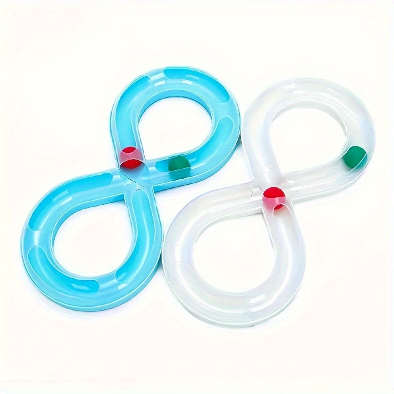 Interactive Cat Turntable Track Toy - Infinity Loop Design with Red Pill-like object