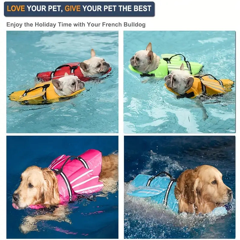 Wings Dog Life Jacket | Adjustable Flotation Vest with Chin Float Rescue Handle