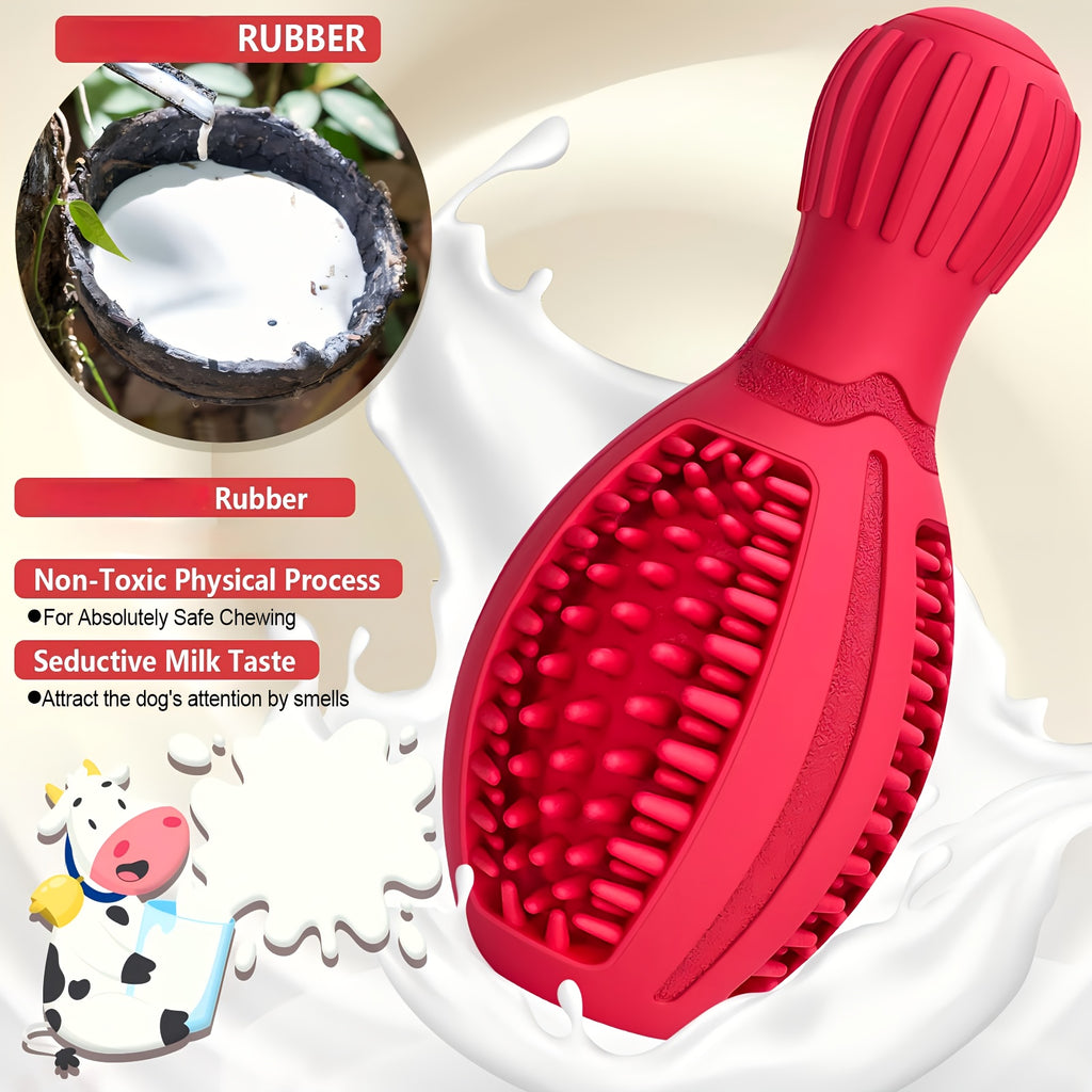 Interactive Bowling Ball Dog Chew Toy - Slow Feeder & Dental Health Rubber