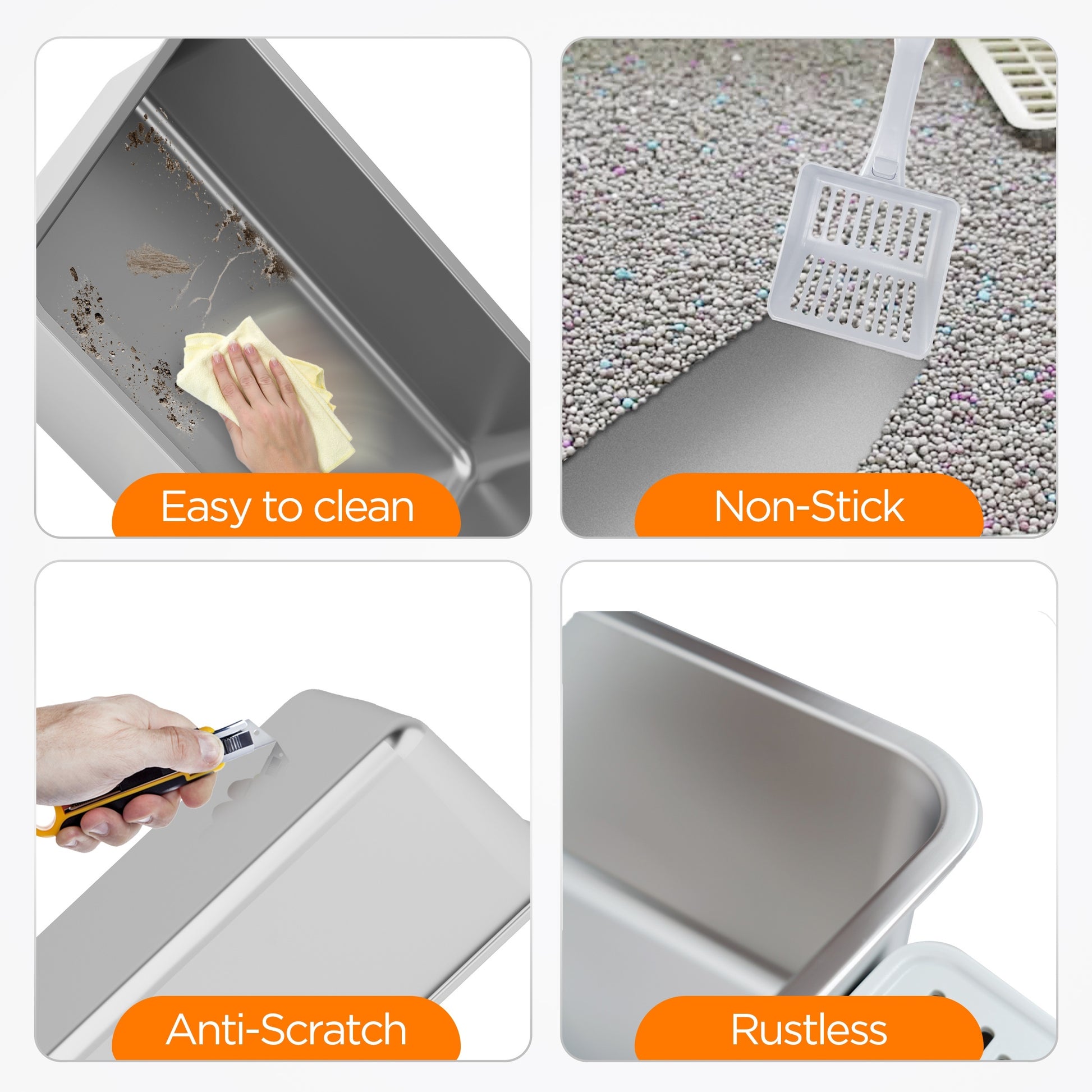 Extra Large Stainless Steel Cat Litter Box Fully Enclosed Cat Litter Box With Lid