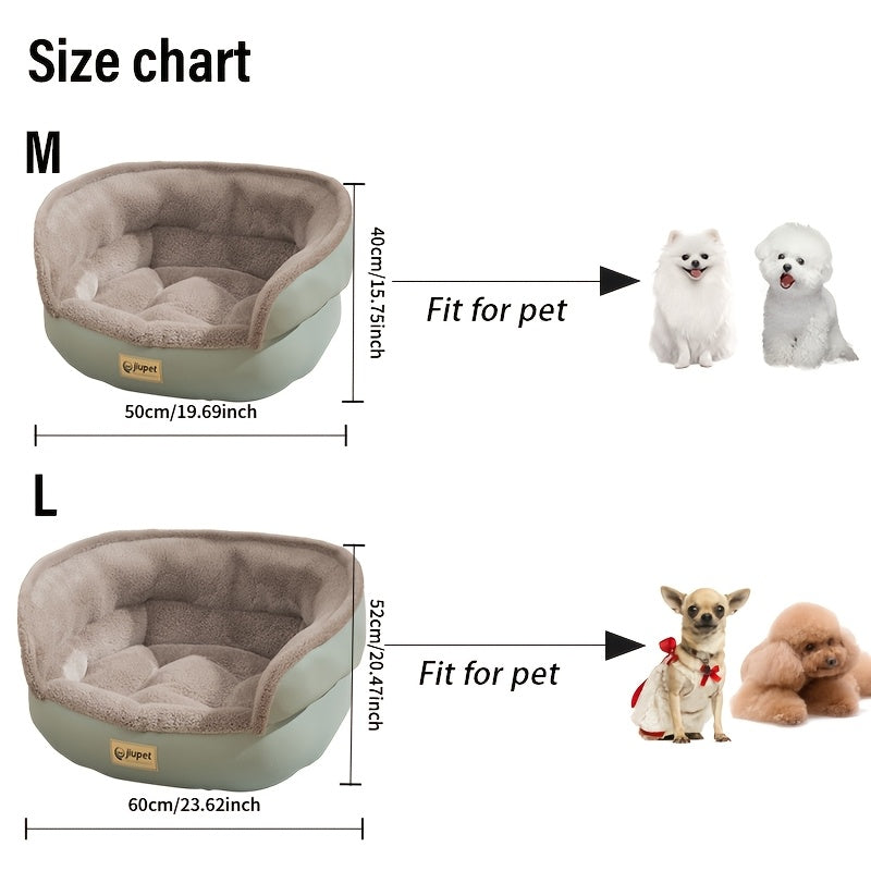 [24lbs Plush Dog Bed] Soft Plush Round Dog Bed with Non-Slip Bottom