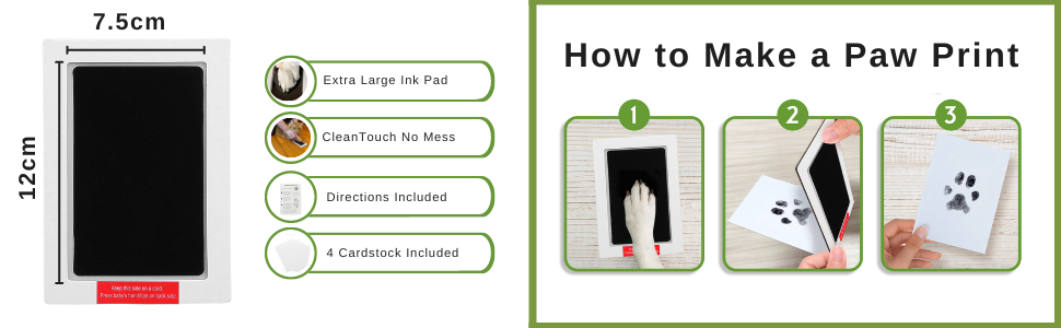 Green Pollywog Extra-Large Clean Touch Inkless Ink Pad Paw Print Stamp Kit |