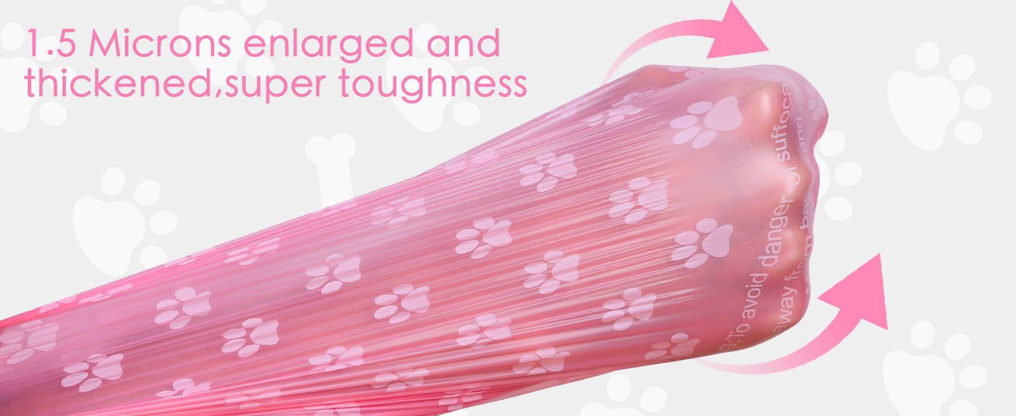 Poop Bags Rolls 256 Count - 9x13 Inches Pink Thickened Leakproof Lavender scent Poo Bags