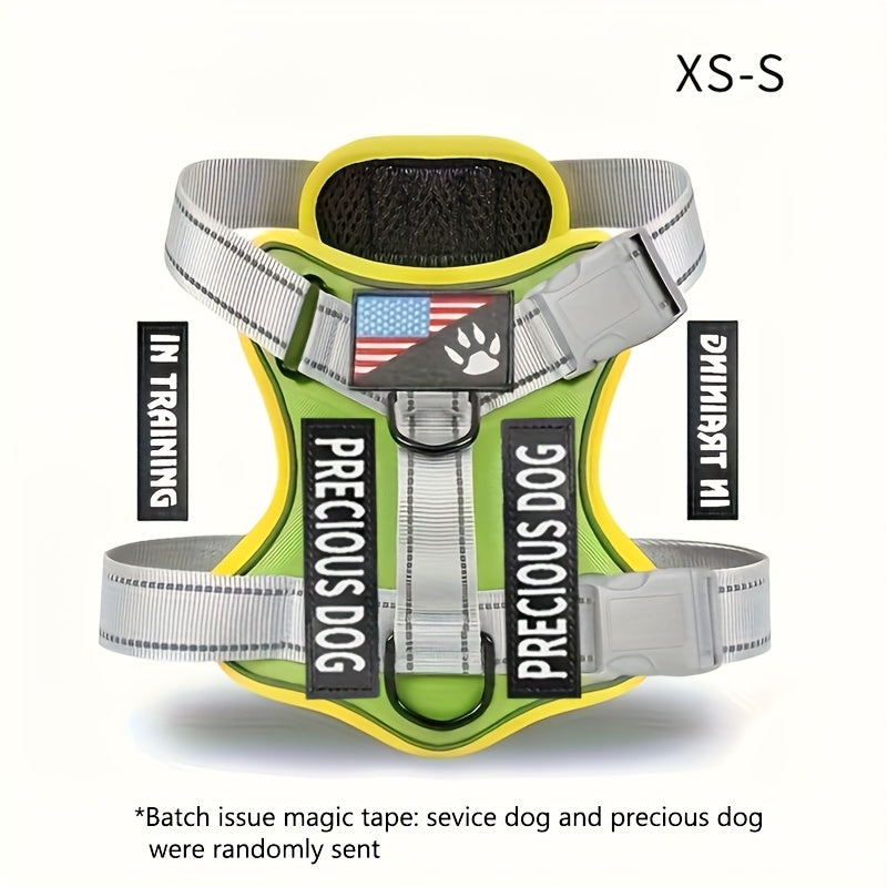 Service Dog Harness, Reflective Dog Vest Harness with 5pcs Patches, Adjustable Soft Oxford Pet Harness, Inner Layer Mesh