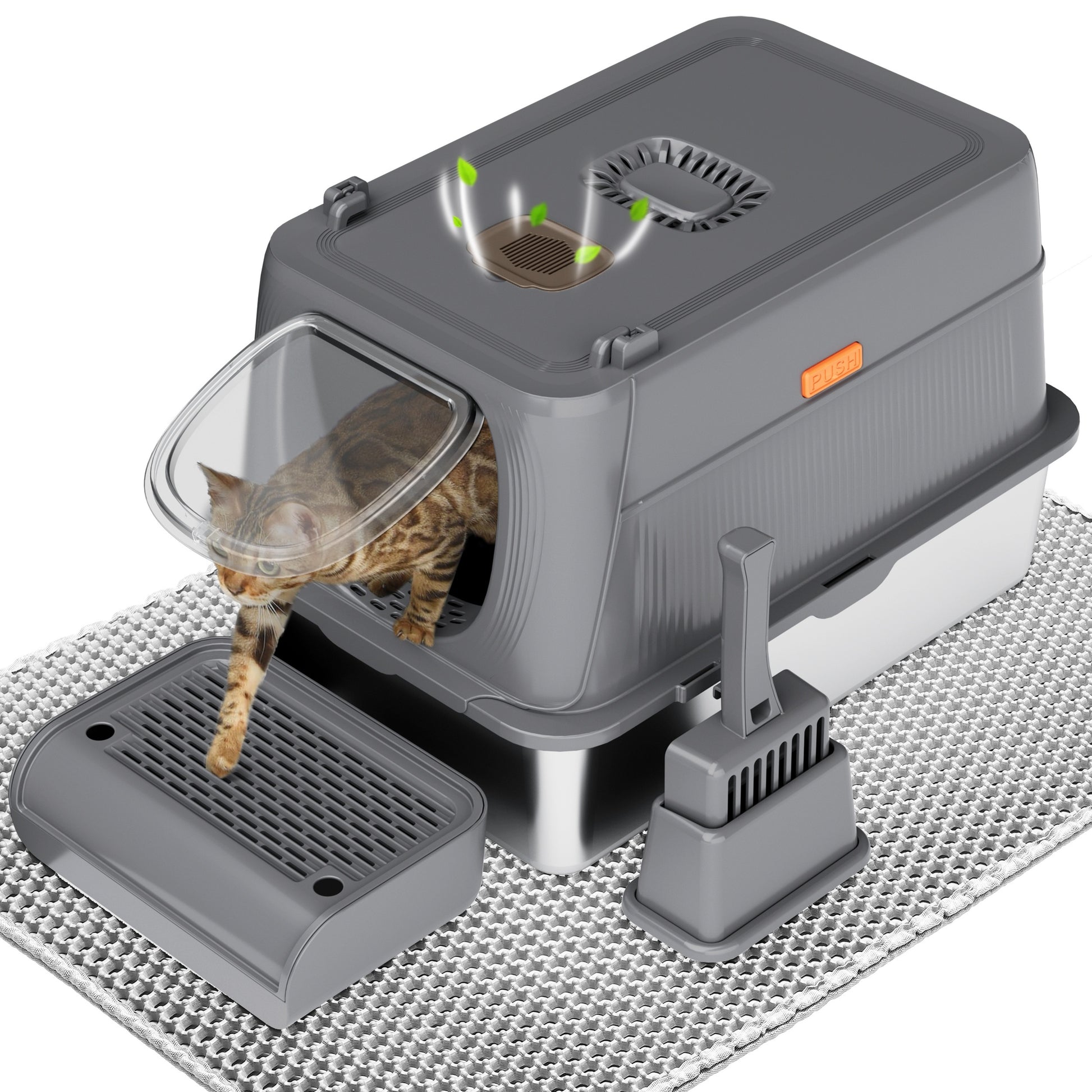Extra Large Stainless Steel Cat Litter Box Fully Enclosed Cat Litter Box With Lid