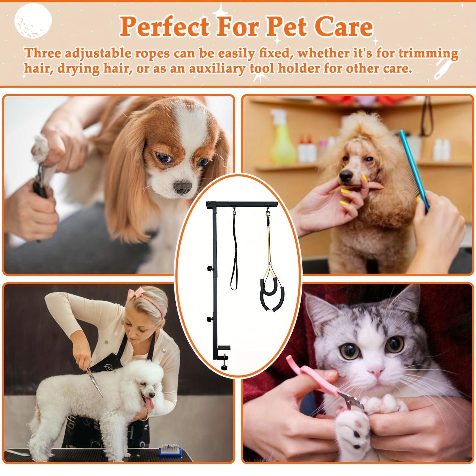 36" Adjustable Dog Grooming Arm - Sturdy Iron Three-Section Design
