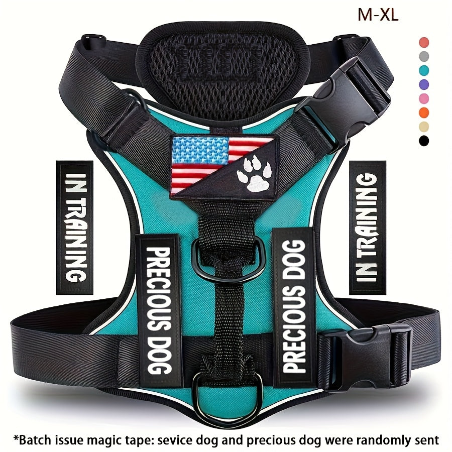 Service Dog Harness, Reflective Dog Vest Harness with 5pcs Patches, Adjustable Soft Oxford Pet Harness, Inner Layer Mesh