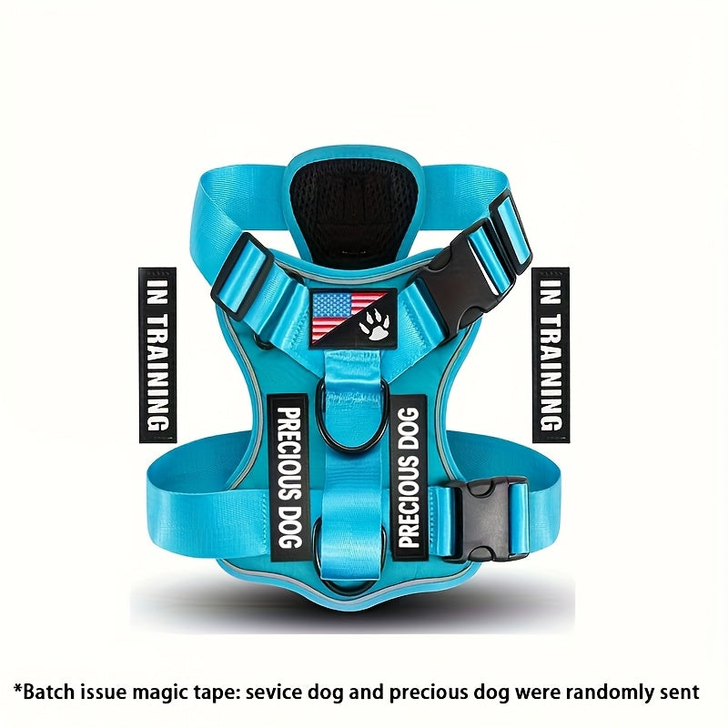 Service Dog Harness, Reflective Dog Vest Harness with 5pcs Patches, Adjustable Soft Oxford Pet Harness, Inner Layer Mesh