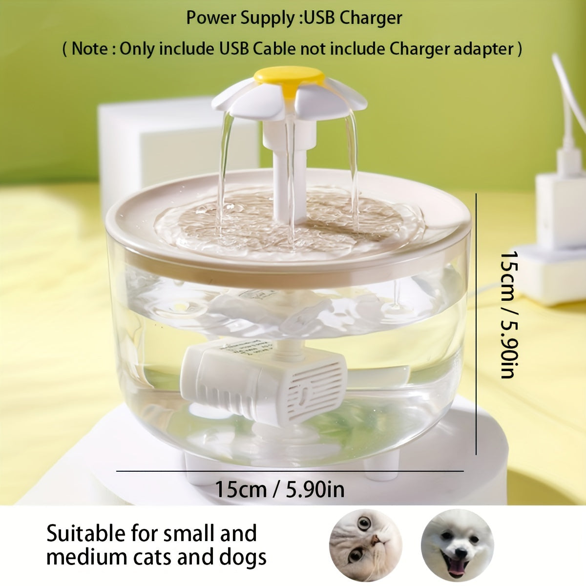 Whisper Quiet 1pc 1.5L Usb-Powered Pet Water Fountain | Automatic Circulation