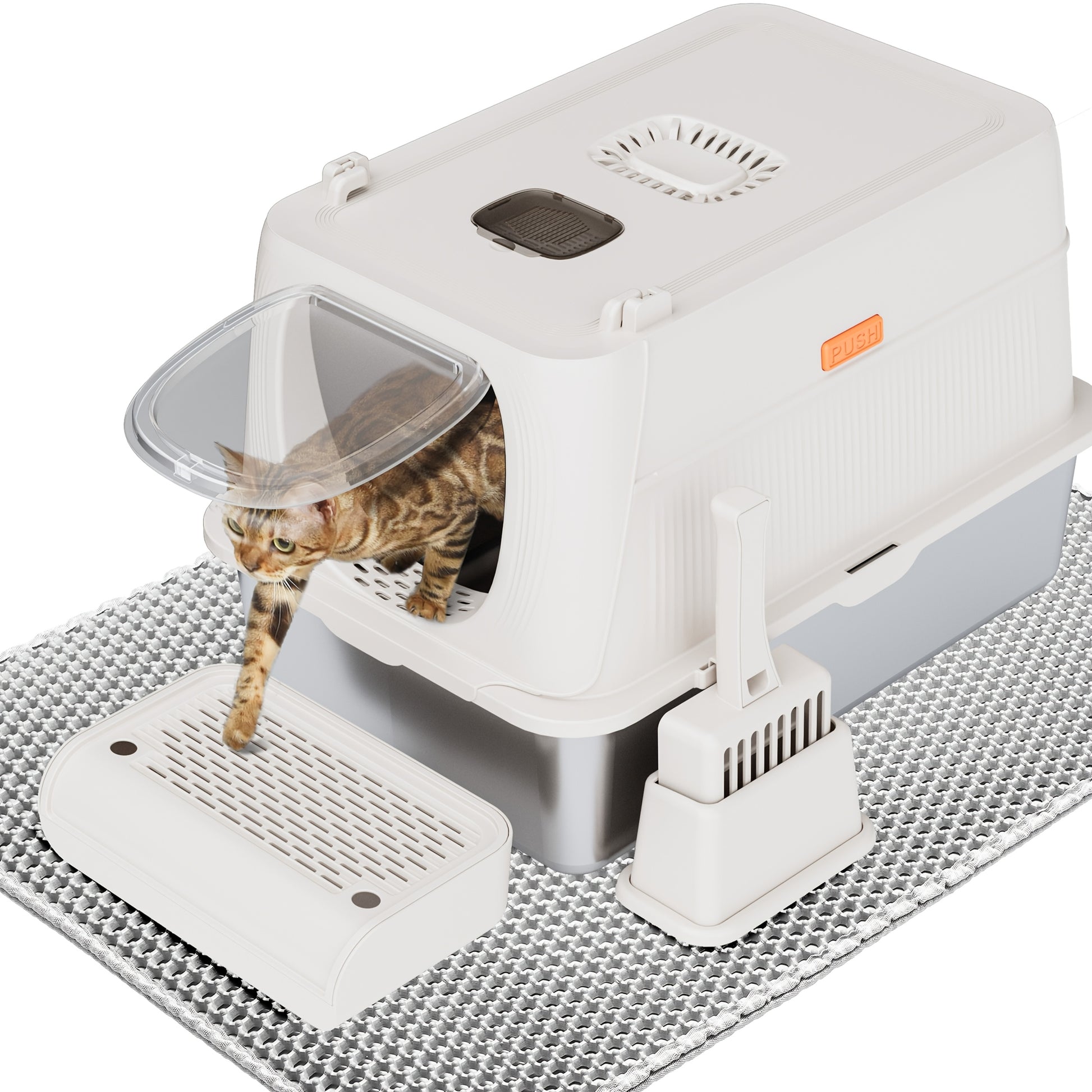 Extra Large Stainless Steel Cat Litter Box Fully Enclosed Cat Litter Box With Lid
