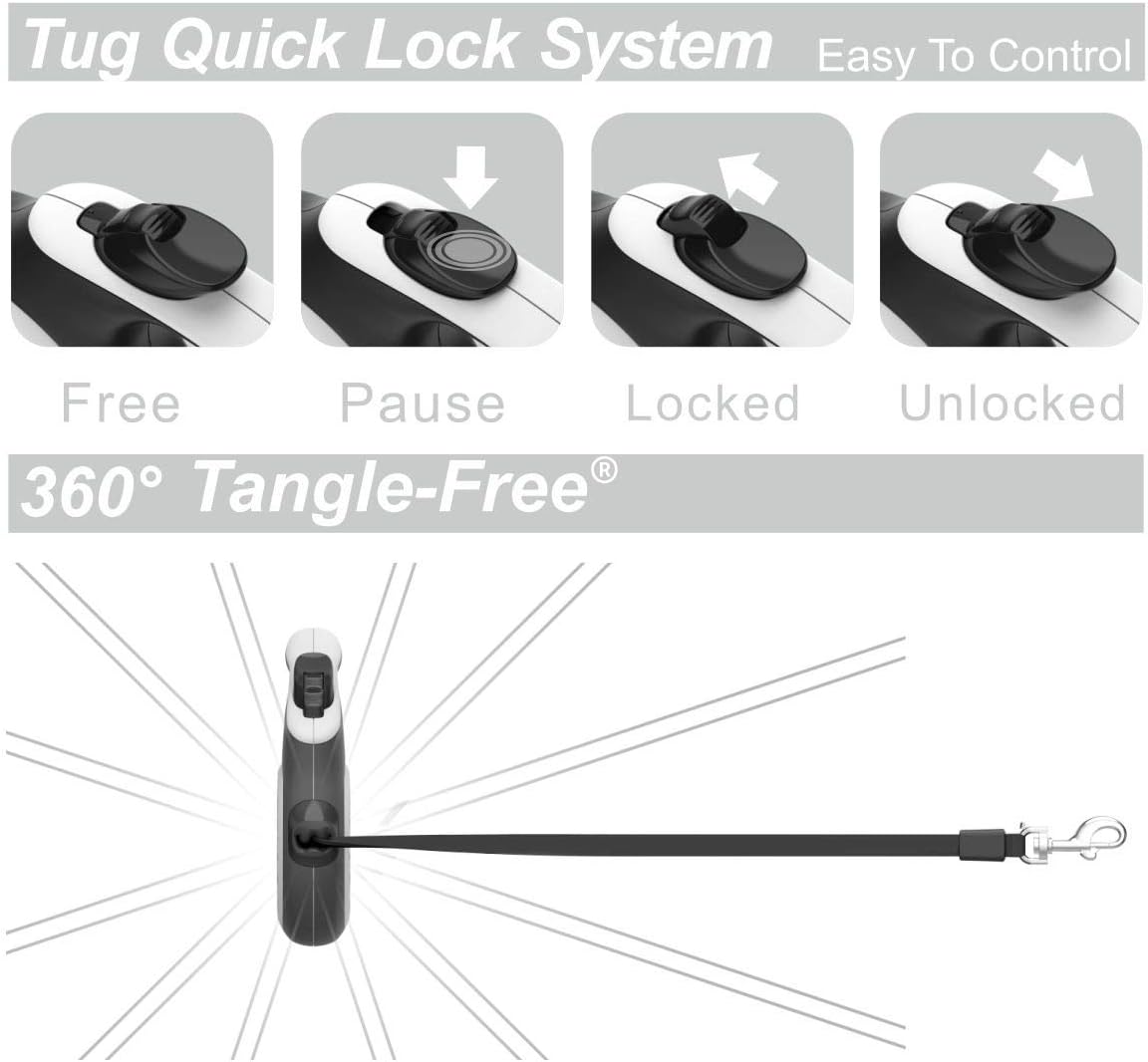 TUG 360° Tangle-Free Retractable Dog Leash