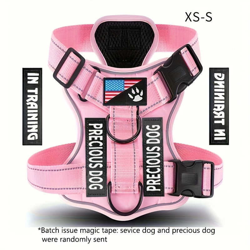 Service Dog Harness, Reflective Dog Vest Harness with 5pcs Patches, Adjustable Soft Oxford Pet Harness, Inner Layer Mesh