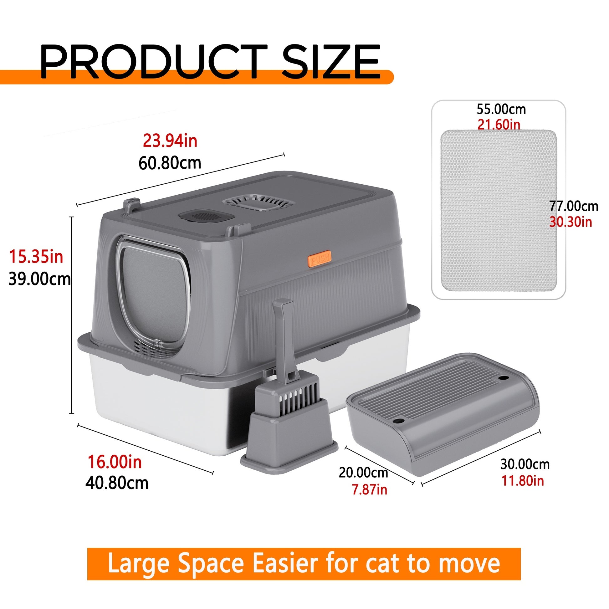 Extra Large Stainless Steel Cat Litter Box Fully Enclosed Cat Litter Box With Lid