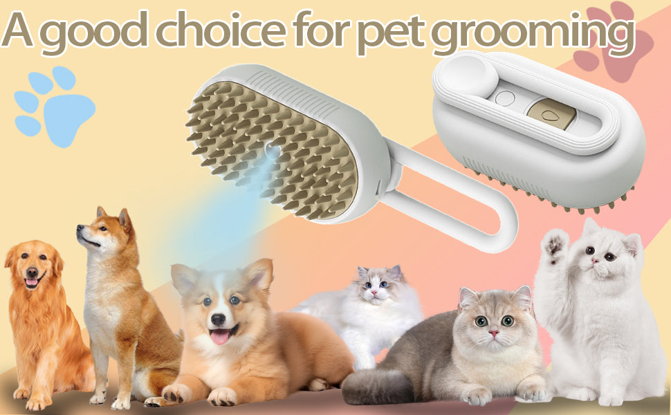 3 in 1 Cat Steam Brush for Shedding Dog Brush with Steam