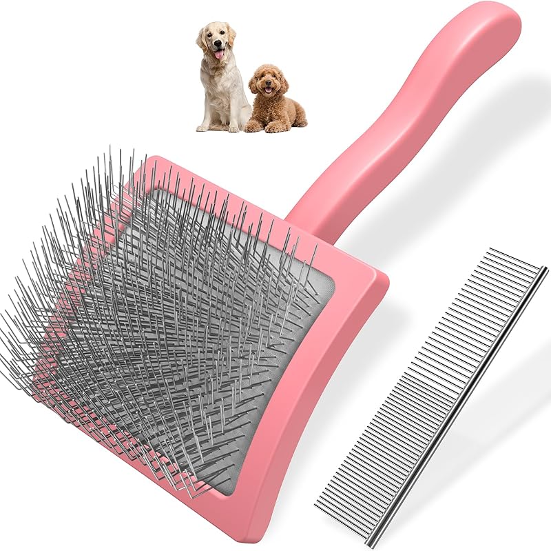 2PCS Slicker Brush for Dogs & Pet Comb,Professional Dog Grooming Brush